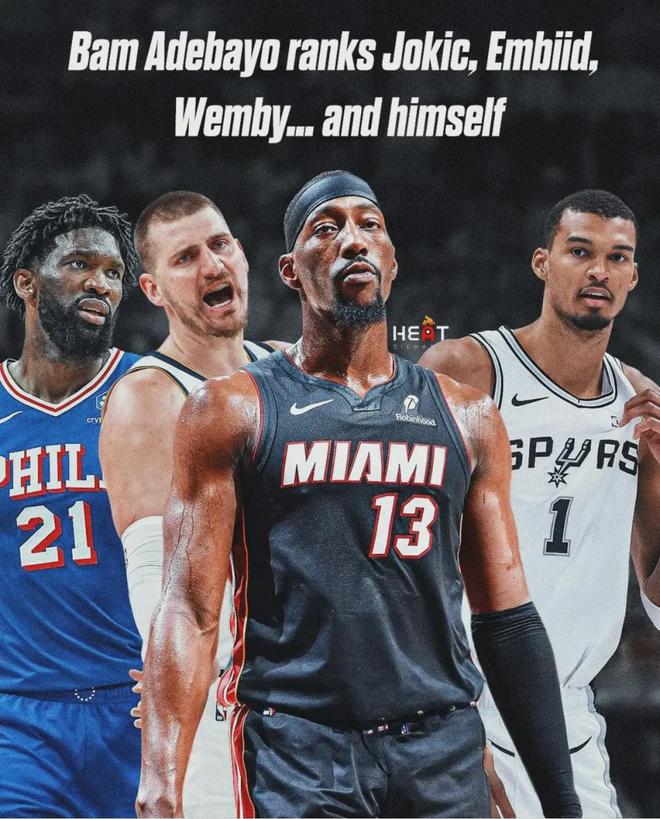 阿德巴约自评NBA中锋排名：约基奇第一自己第二